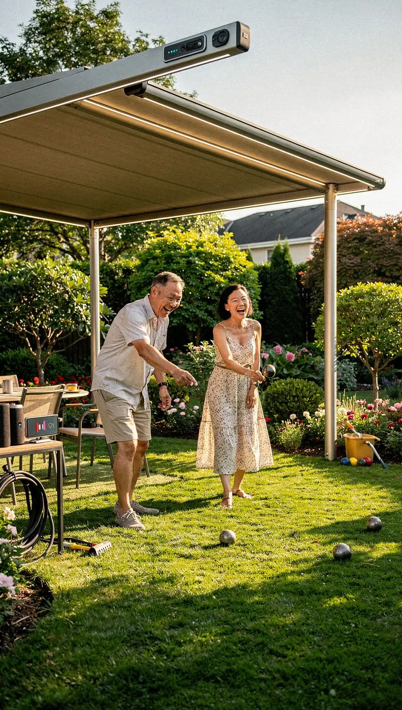 Person using a smartphone app to control home lighting and temperature remotely